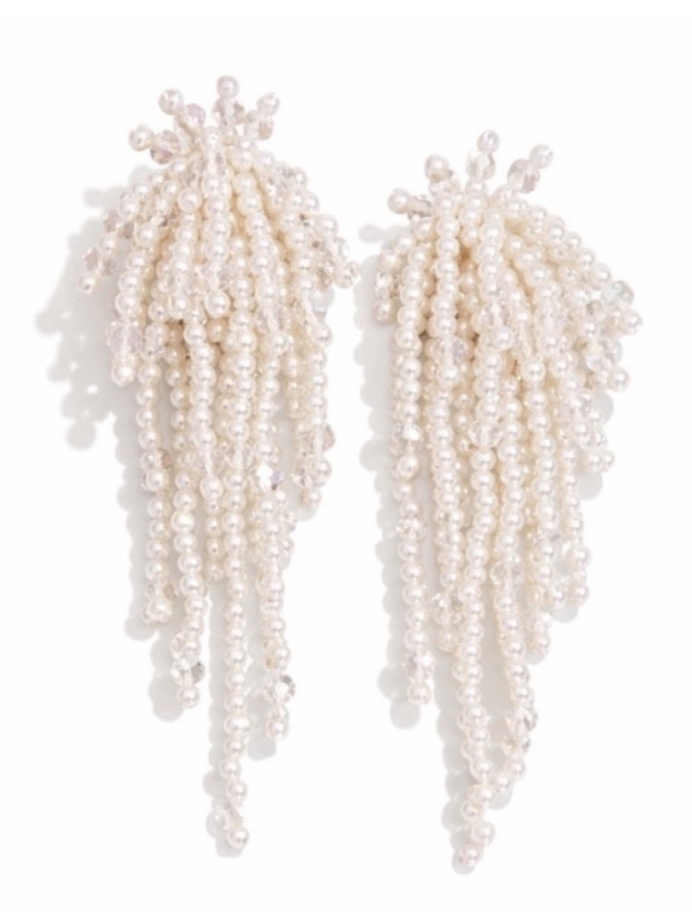 New! Chandelier Beaded White Pearl Earrings (3011) NWOT